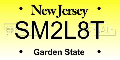 SM2L8T New Jersey License Plate