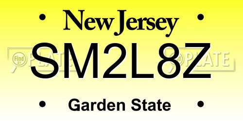 SM2L8Z New Jersey License Plate