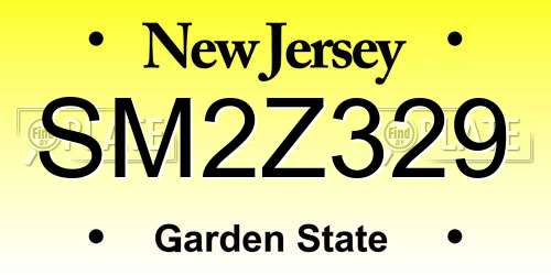 SM2Z329 New Jersey License Plate