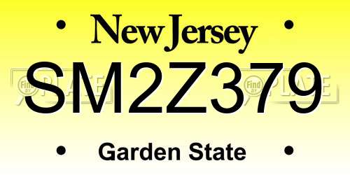 SM2Z379 New Jersey License Plate