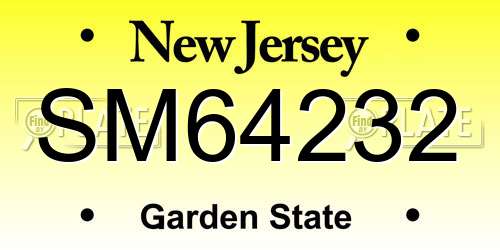 SM64232 New Jersey License Plate