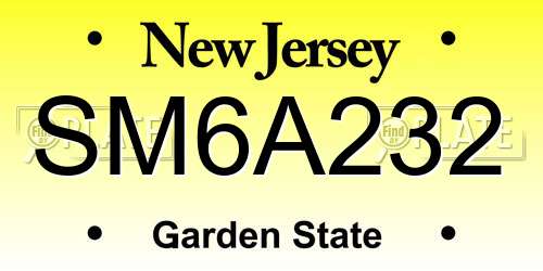 SM6A232 New Jersey License Plate