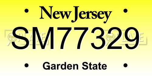 SM77329 New Jersey License Plate