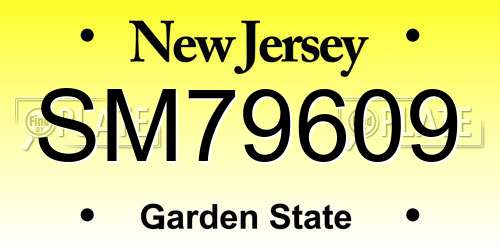SM79609 New Jersey License Plate