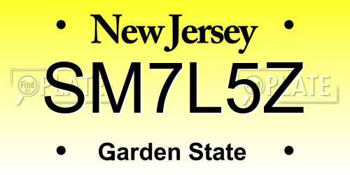 SM7L5Z New Jersey License Plate