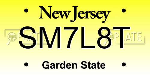 SM7L8T New Jersey License Plate