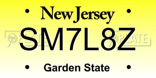 SM7L8Z New Jersey License Plate