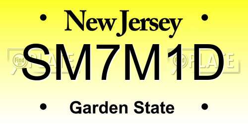 SM7M1D New Jersey License Plate