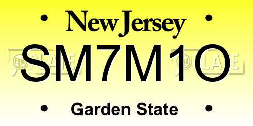 SM7M1O New Jersey License Plate