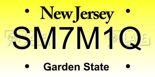 SM7M1Q New Jersey License Plate