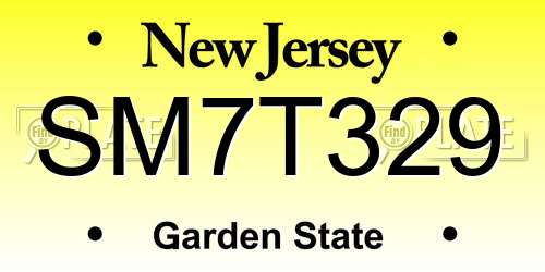 SM7T329 New Jersey License Plate