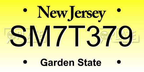 SM7T379 New Jersey License Plate
