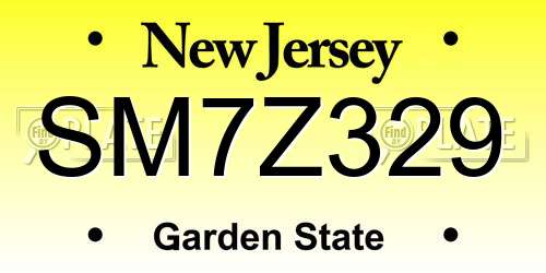 SM7Z329 New Jersey License Plate