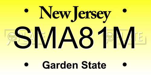 SMA81M New Jersey License Plate