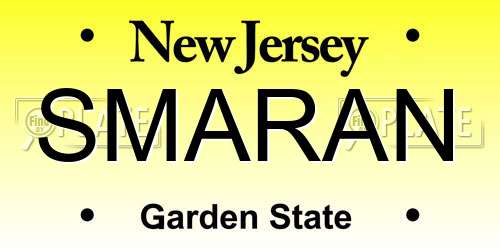 SMARAN New Jersey License Plate