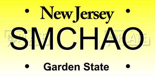 SMCHAO New Jersey License Plate