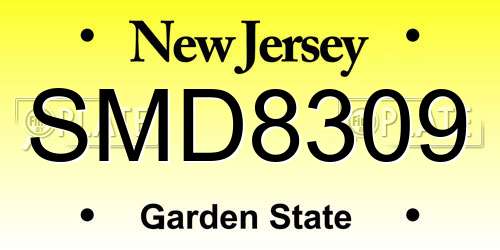 SMD8309 New Jersey License Plate
