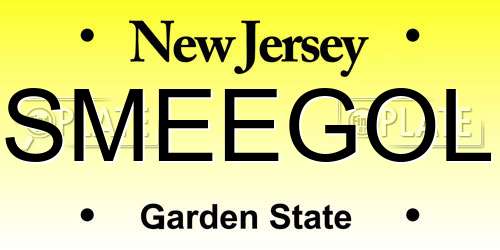 SMEEGOL New Jersey License Plate