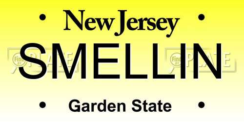 SMELLIN New Jersey License Plate