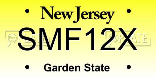 SMF12X New Jersey License Plate