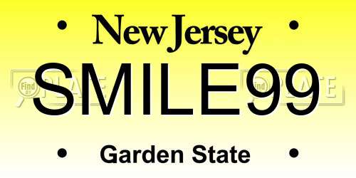 SMILE99 New Jersey License Plate