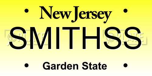 SMITHSS New Jersey License Plate