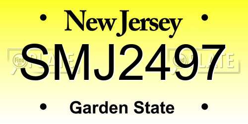 SMJ2497 New Jersey License Plate