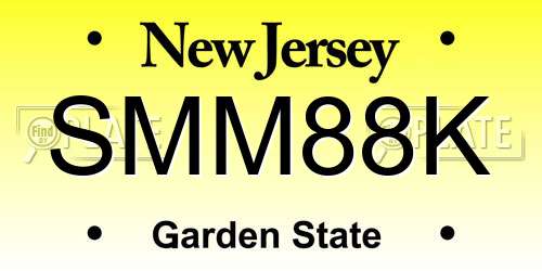 SMM88K New Jersey License Plate