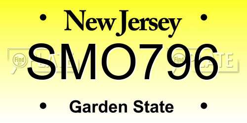 SMO796 New Jersey License Plate
