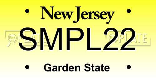 SMPL22 New Jersey License Plate