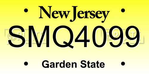 SMQ4099 New Jersey License Plate