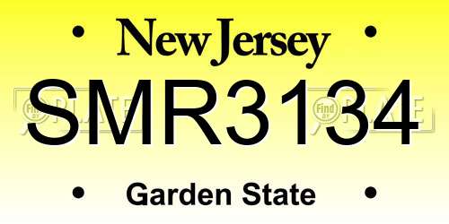 SMR3134 New Jersey License Plate