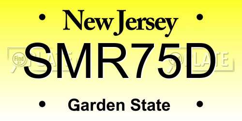 SMR75D New Jersey License Plate