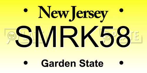 SMRK58 New Jersey License Plate