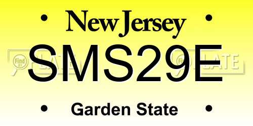 SMS29E New Jersey License Plate