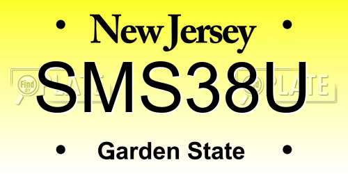 SMS38U New Jersey License Plate