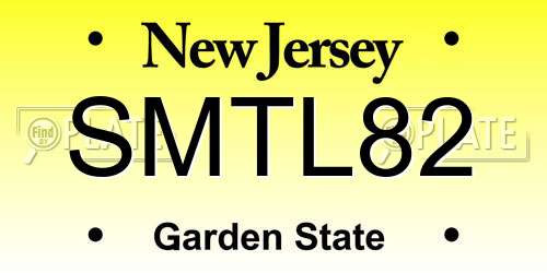 SMTL82 New Jersey License Plate