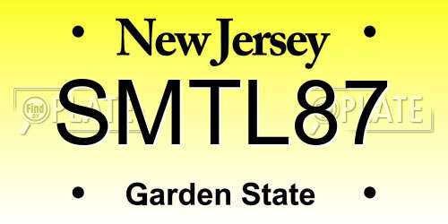 SMTL87 New Jersey License Plate