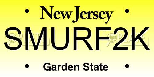 SMURF2K New Jersey License Plate