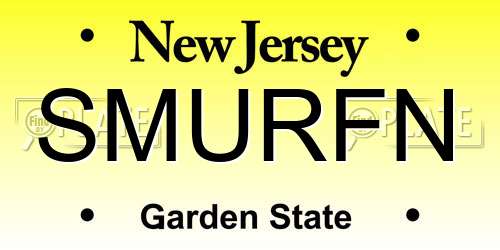 SMURFN New Jersey License Plate