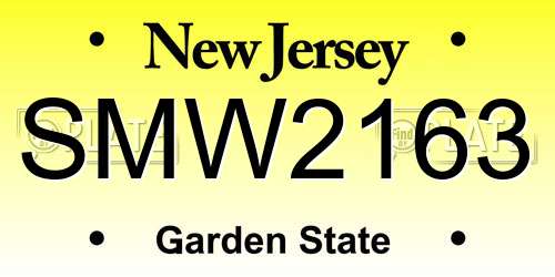 SMW2163 New Jersey License Plate