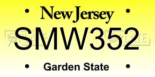 SMW352 New Jersey License Plate
