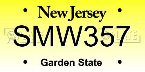 SMW357 New Jersey License Plate