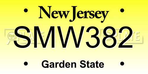 SMW382 New Jersey License Plate