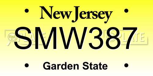 SMW387 New Jersey License Plate