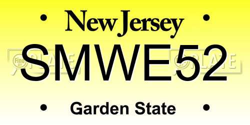 SMWE52 New Jersey License Plate