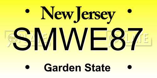 SMWE87 New Jersey License Plate