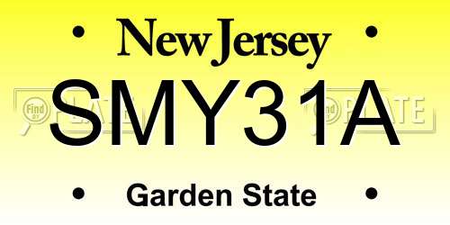 SMY31A New Jersey License Plate