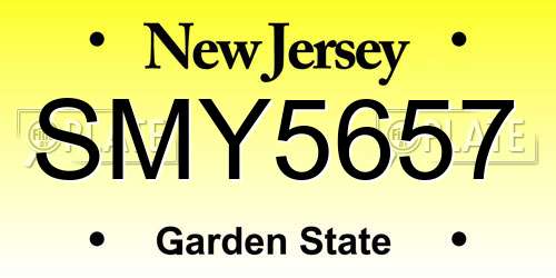 SMY5657 New Jersey License Plate