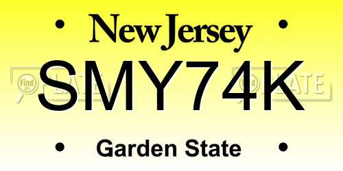 SMY74K New Jersey License Plate
